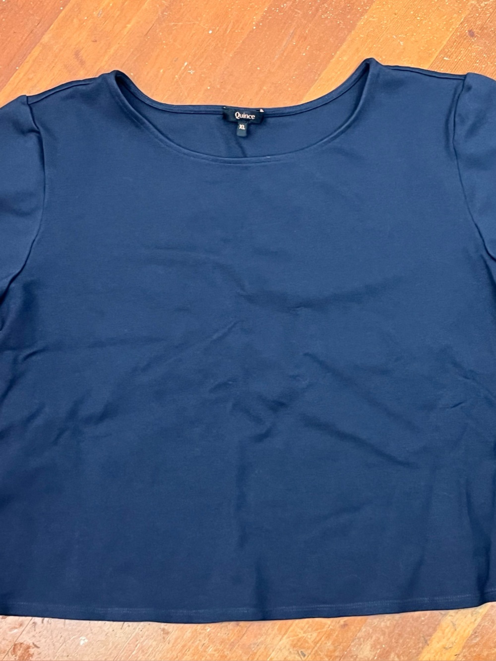 Quince Navy Short-Sleeve Boatneck Tee